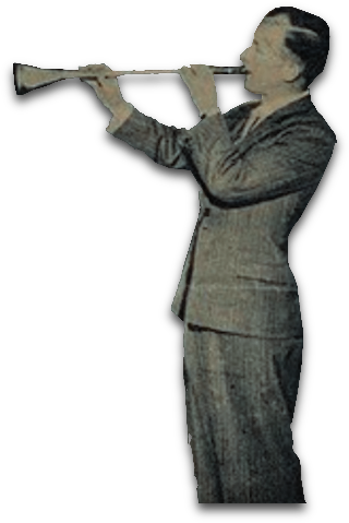 Photograph of James Tappern Playing One of Tutankhamun's Trumpets